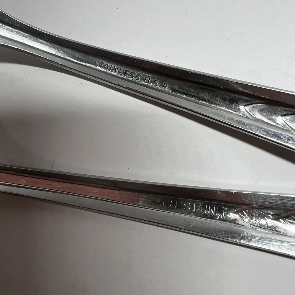 Vintage EKCO EKS7 Chevron Stainless Steel Flatware Dinner Fork Spoon Lot USA